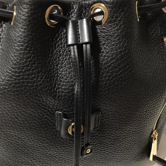 Michael kors pebble leather backpack with gold tone hardware &outside zip pocket